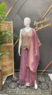 Women’s light Purple Party Wear Palazzo set