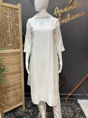 White Chikankari Rayon kurti set