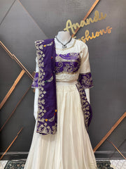White and Purple  Pure Cotton Chaniya Choli set