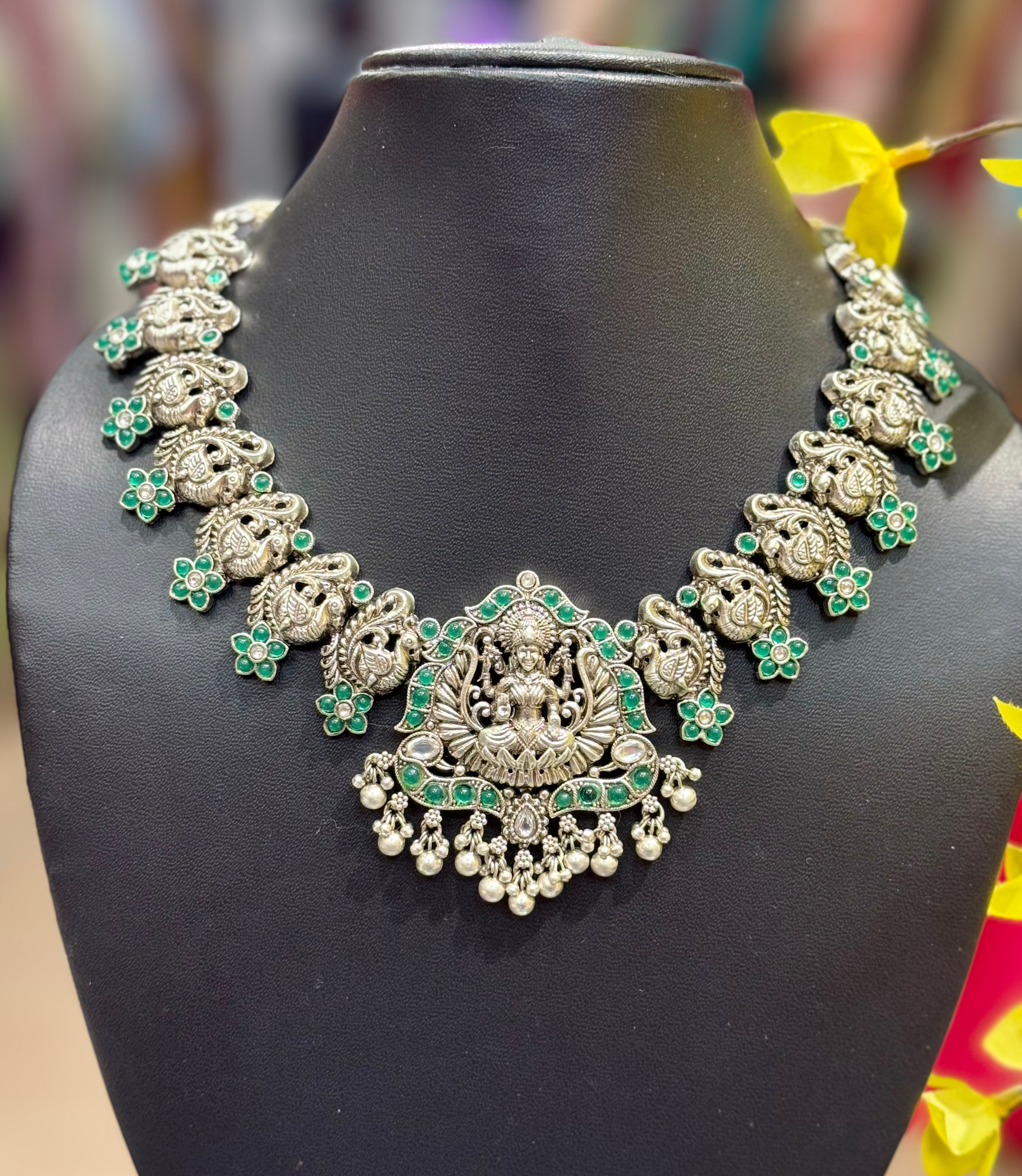 MattFinish Oxidized Necklace set- With Goddess Lakshmi Design  image 1