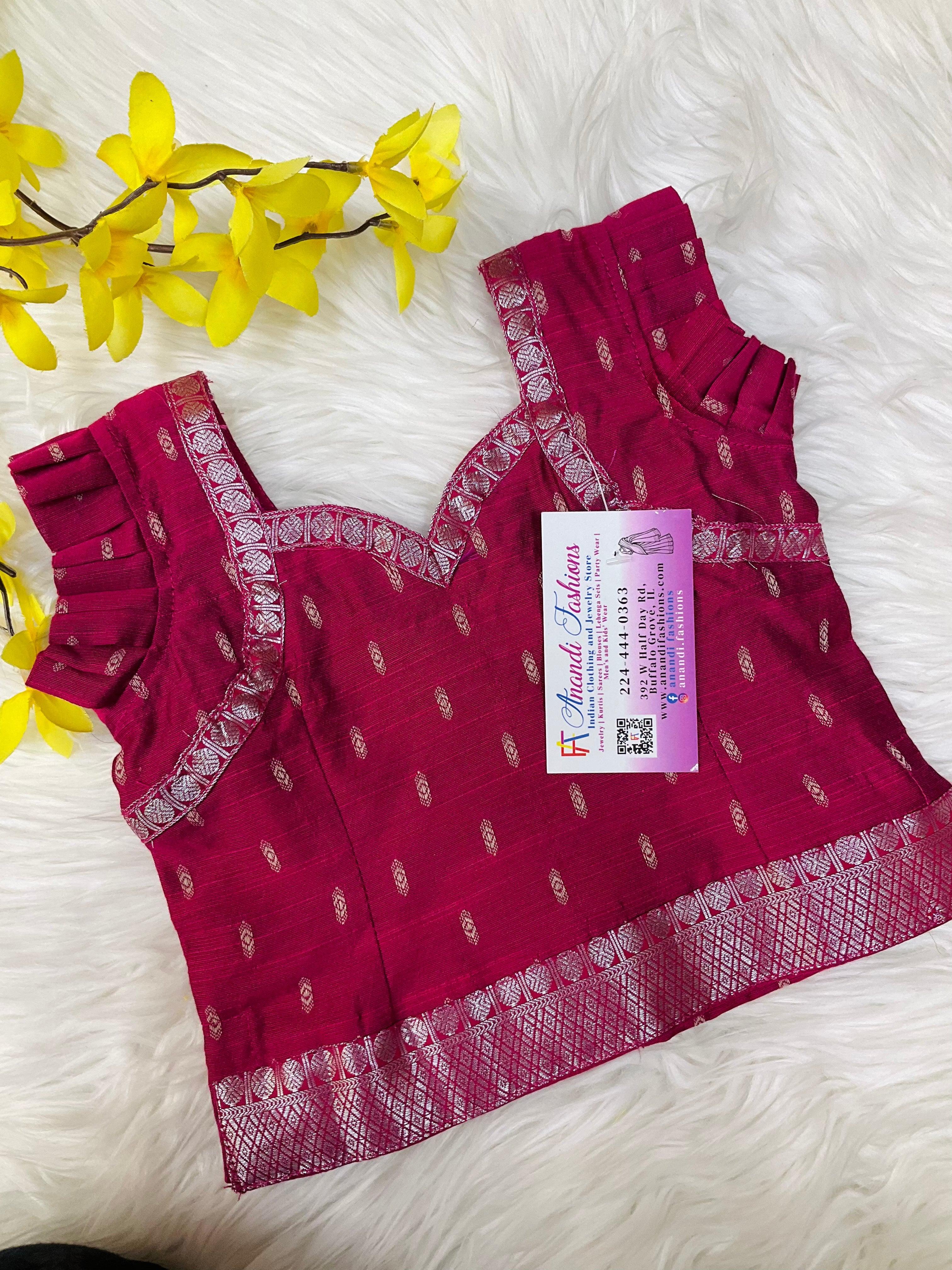 Toddler/ Girls Semi Silk Kanjeevaram Pattu Pavadai