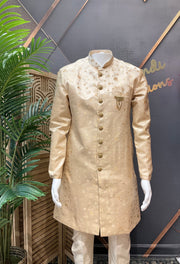 Men’s Gold Indo Western Sherwani Set