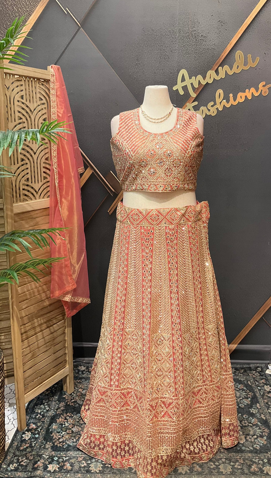 Plus size Pastel Orange lehanga sets