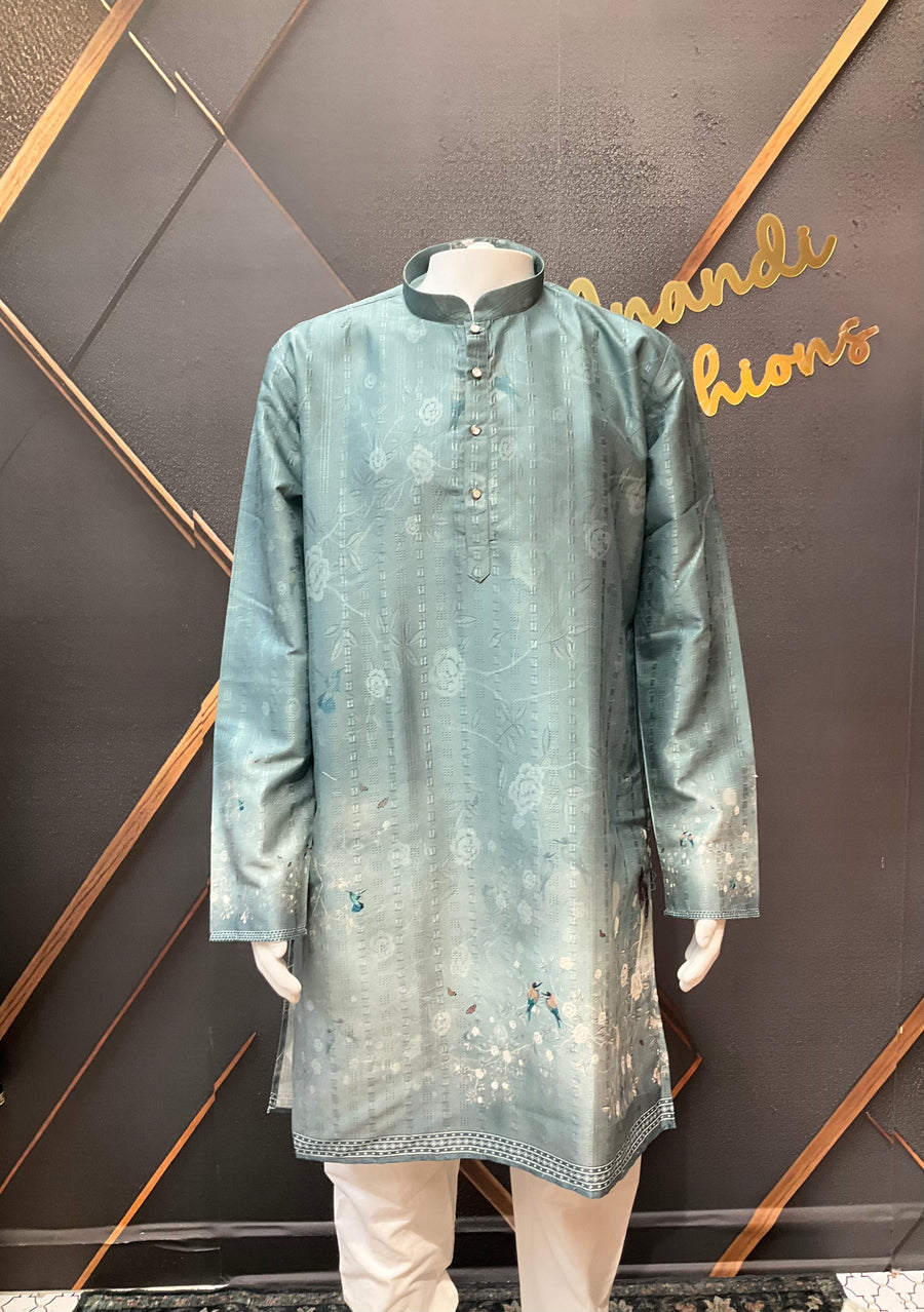 Blue Digital Print Men’s kurta set