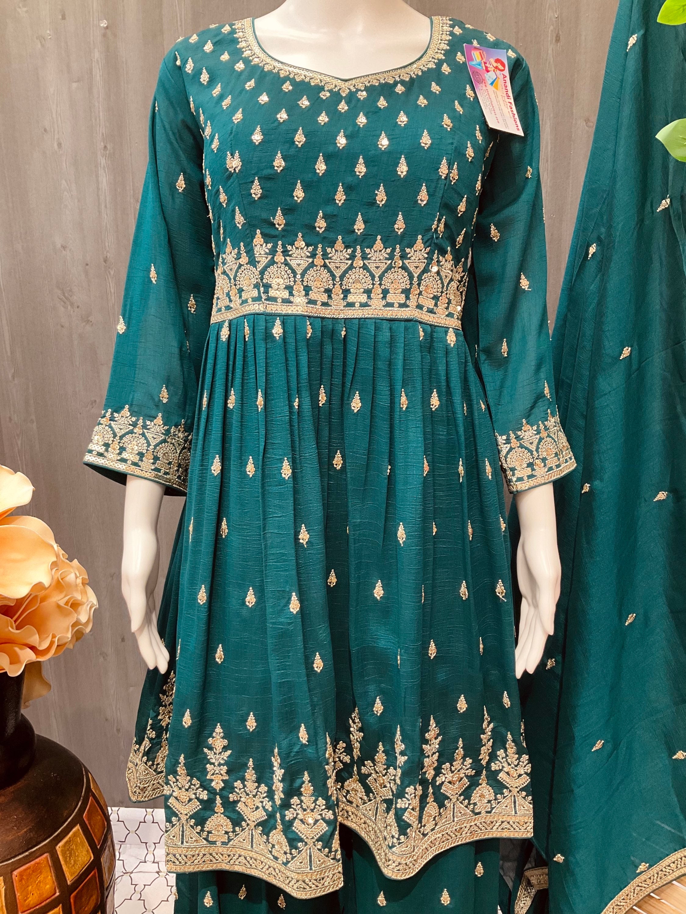 Rama Green - Designer Sharara Suit- Size 42/US M image 4