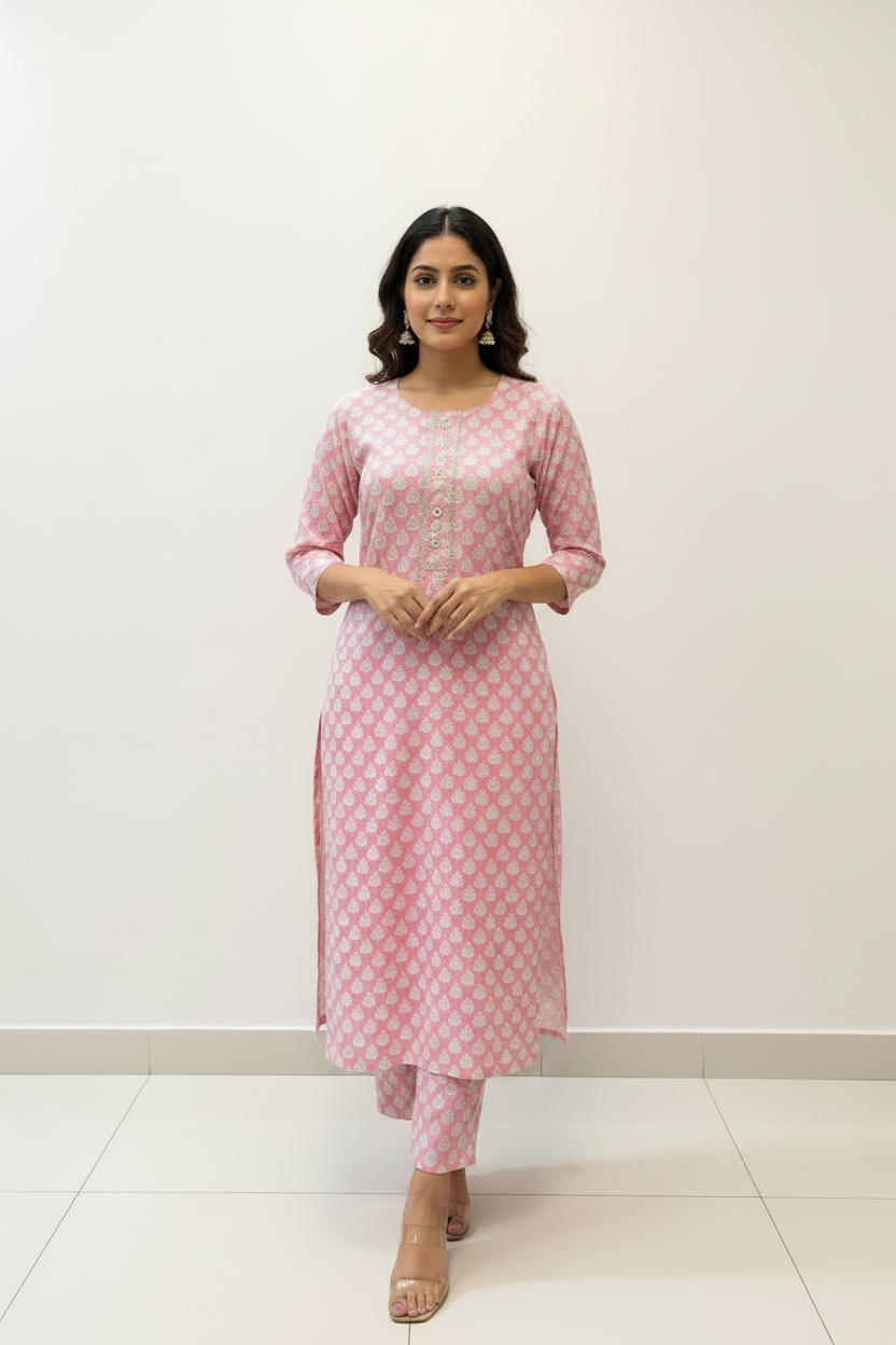 Baby Pink kurti with pant- Size 38