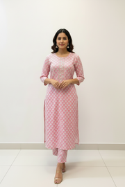 Women’s Baby Pink with Pant Kurti Set