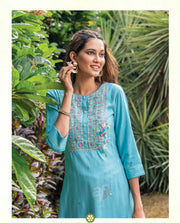 Rayon Kurti - Stylish and Elegant Rayon Embroidery Work Kurtis