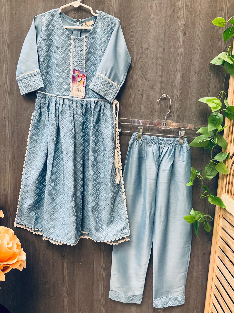 Kids Dress - chikankari palazzo set image 1