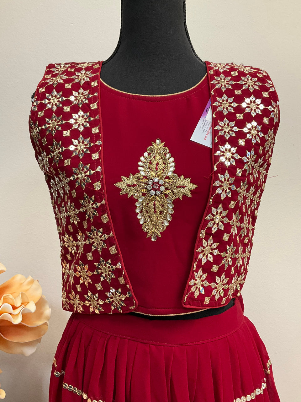 Lehenga set - Chic Festive Lehenga Ensemble with Stylish Vest for Teens image 2
