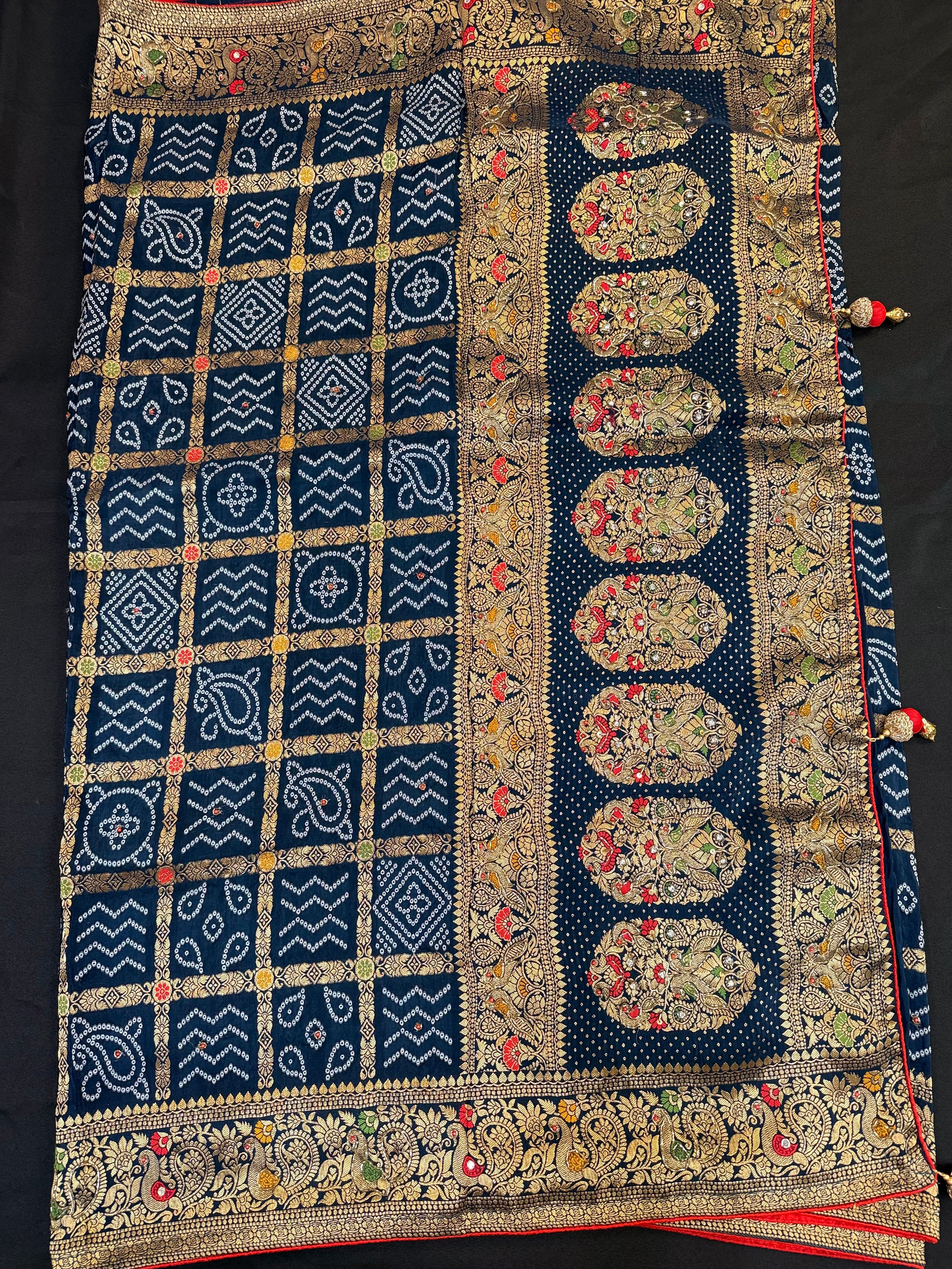 Premium- Gharchola Bandhani Sarees with Bead Work