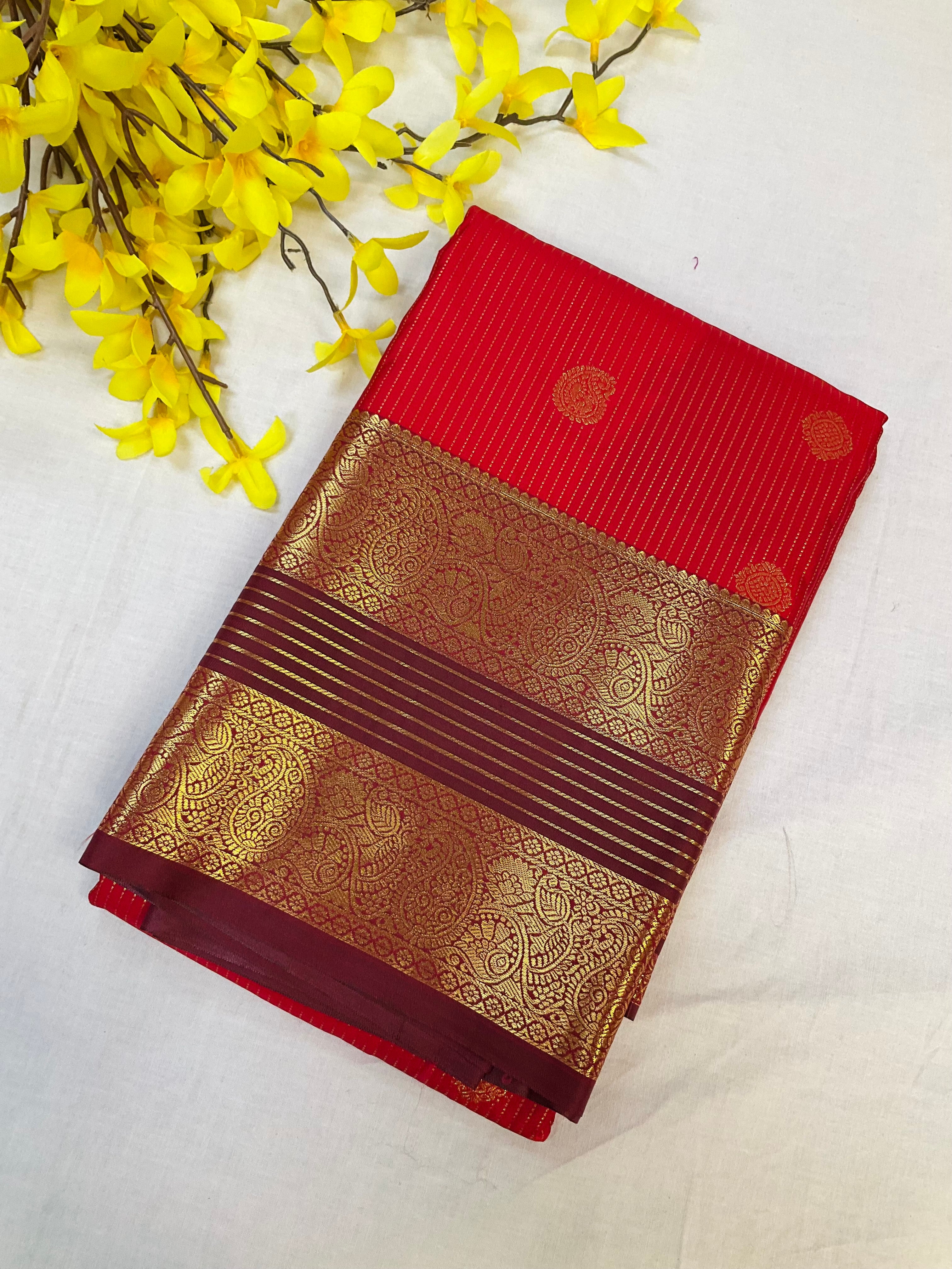 Red - Semi Silk Kanjeevaram Saree