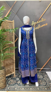 Royal Blue - Silk Bandhini Party Wear Palazzo set