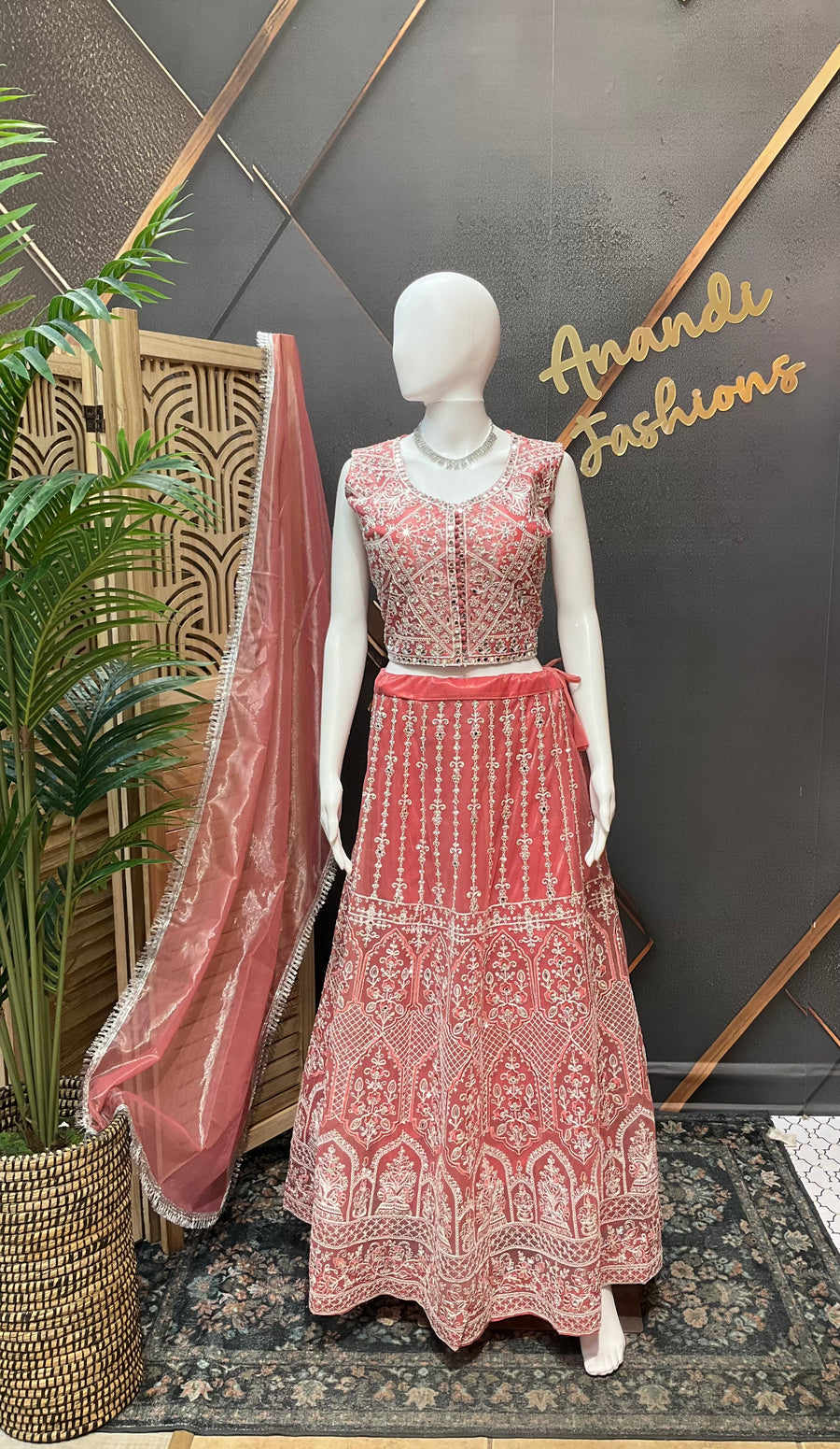 Peach Heavy Work Party wear Lehenga set