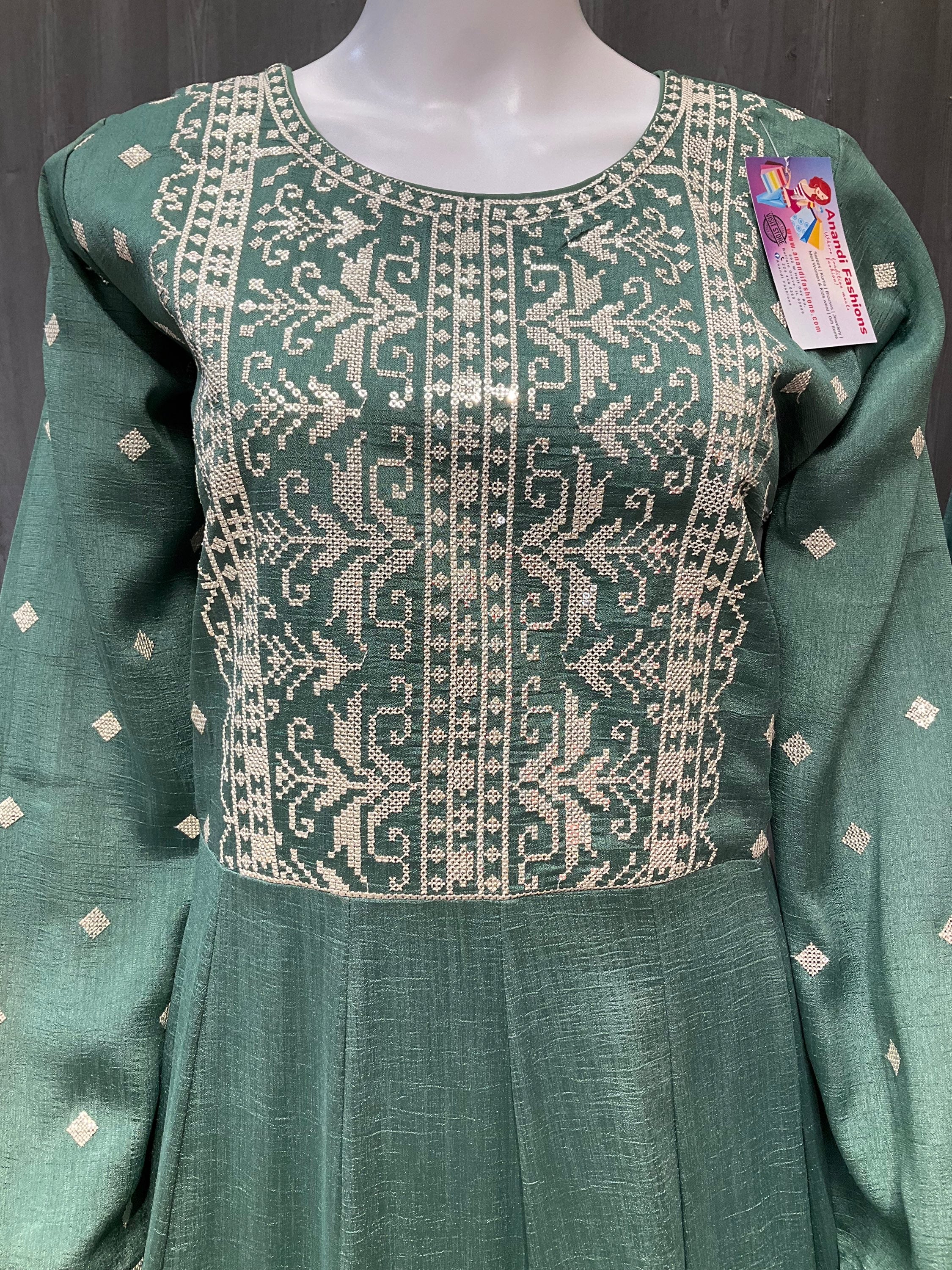 Long Sleeve Dress - Premium Silk Long Dress with Embroidery - Size 42/US M image 2