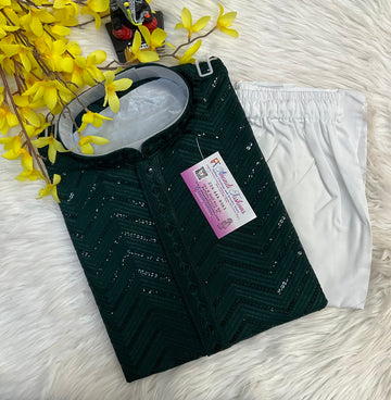 Bottle Green - Sequence Mens wear Kurta set