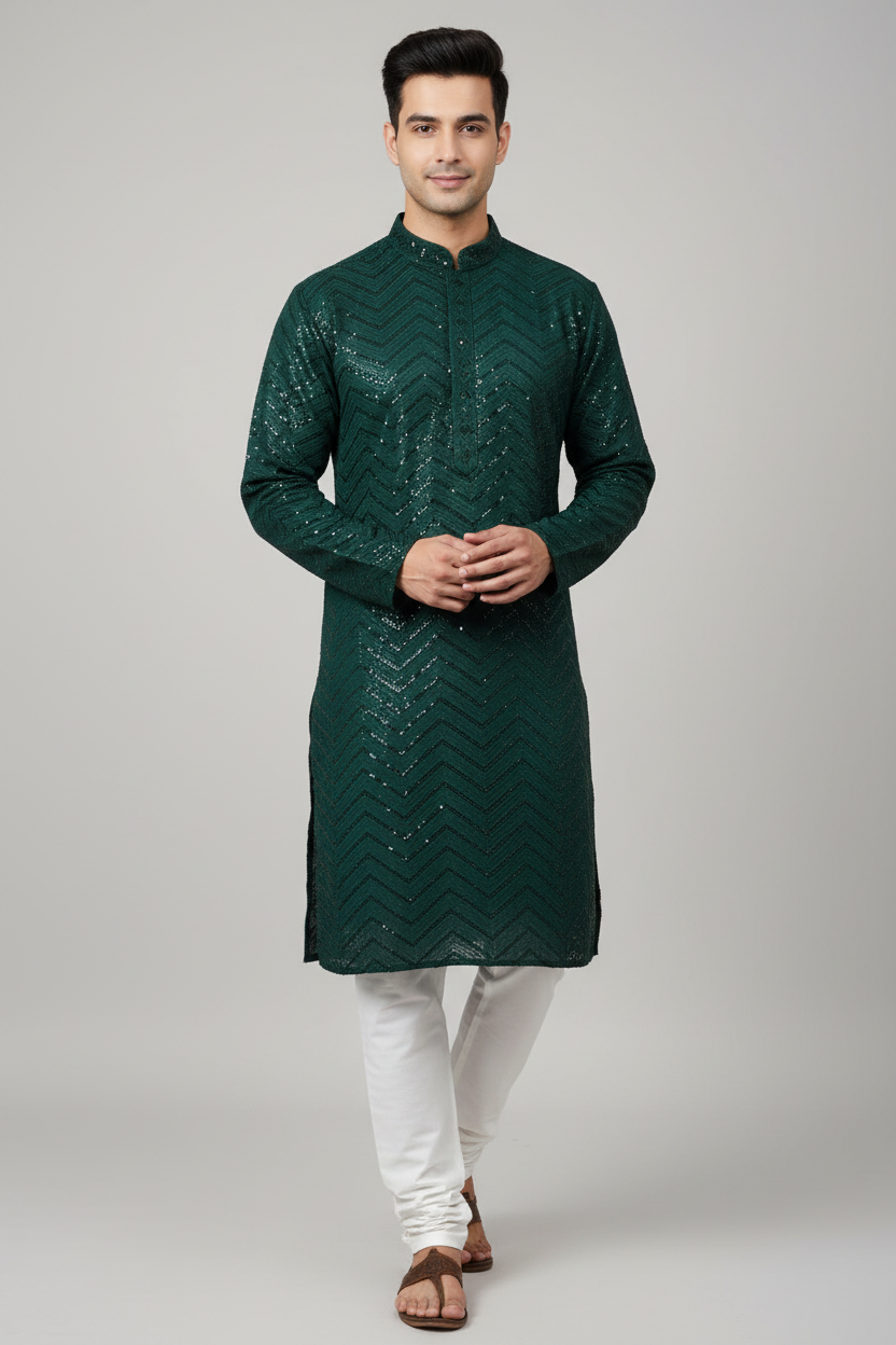 Bottle Green - Sequence Mens wear Kurta set