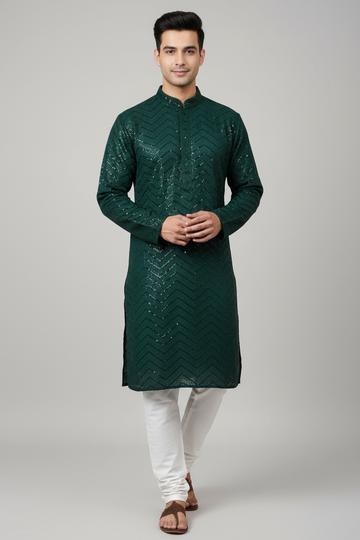 Bottle Green - Sequence Mens wear Kurta set