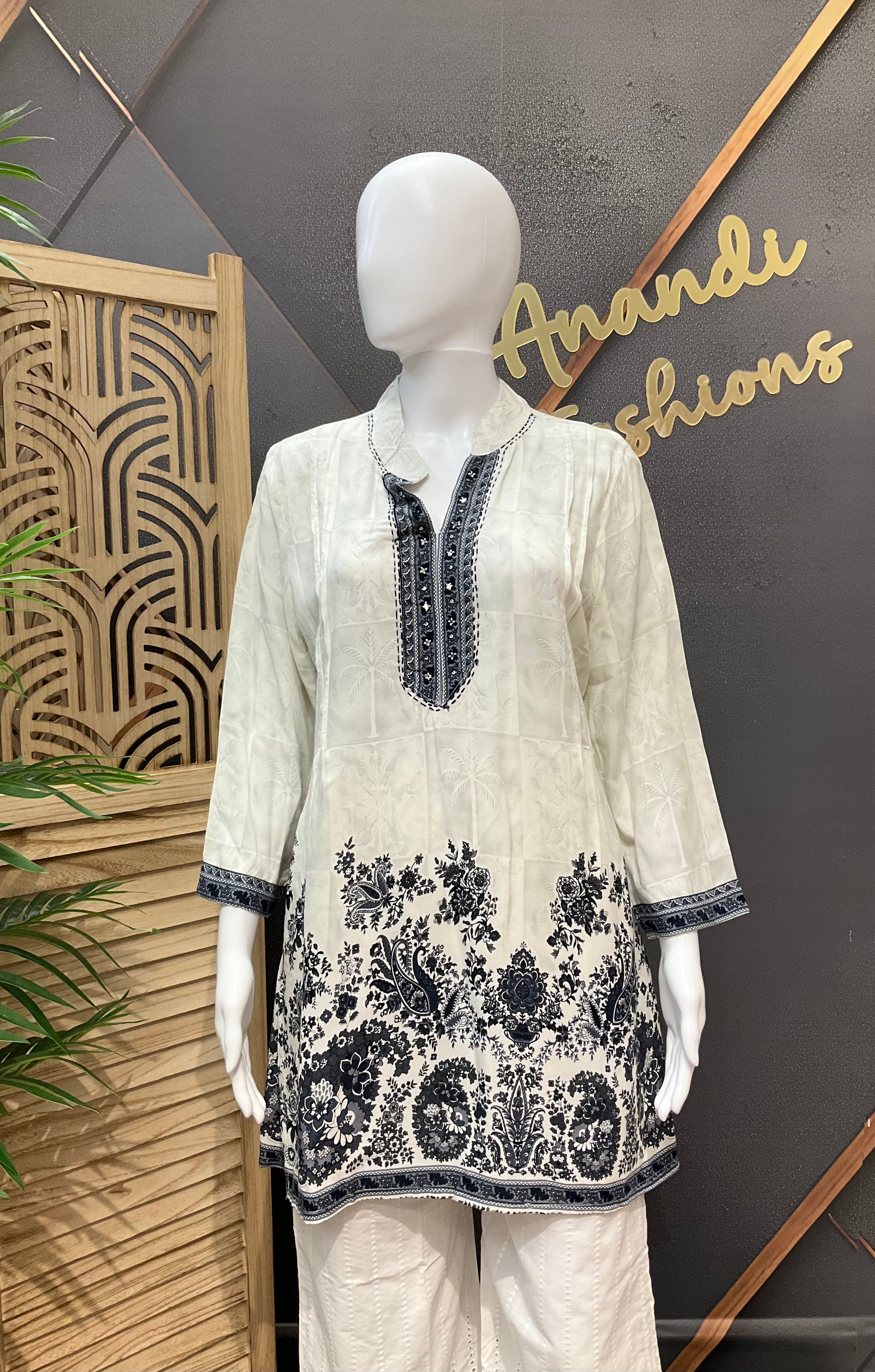 Half White - Rayon Short Kurti