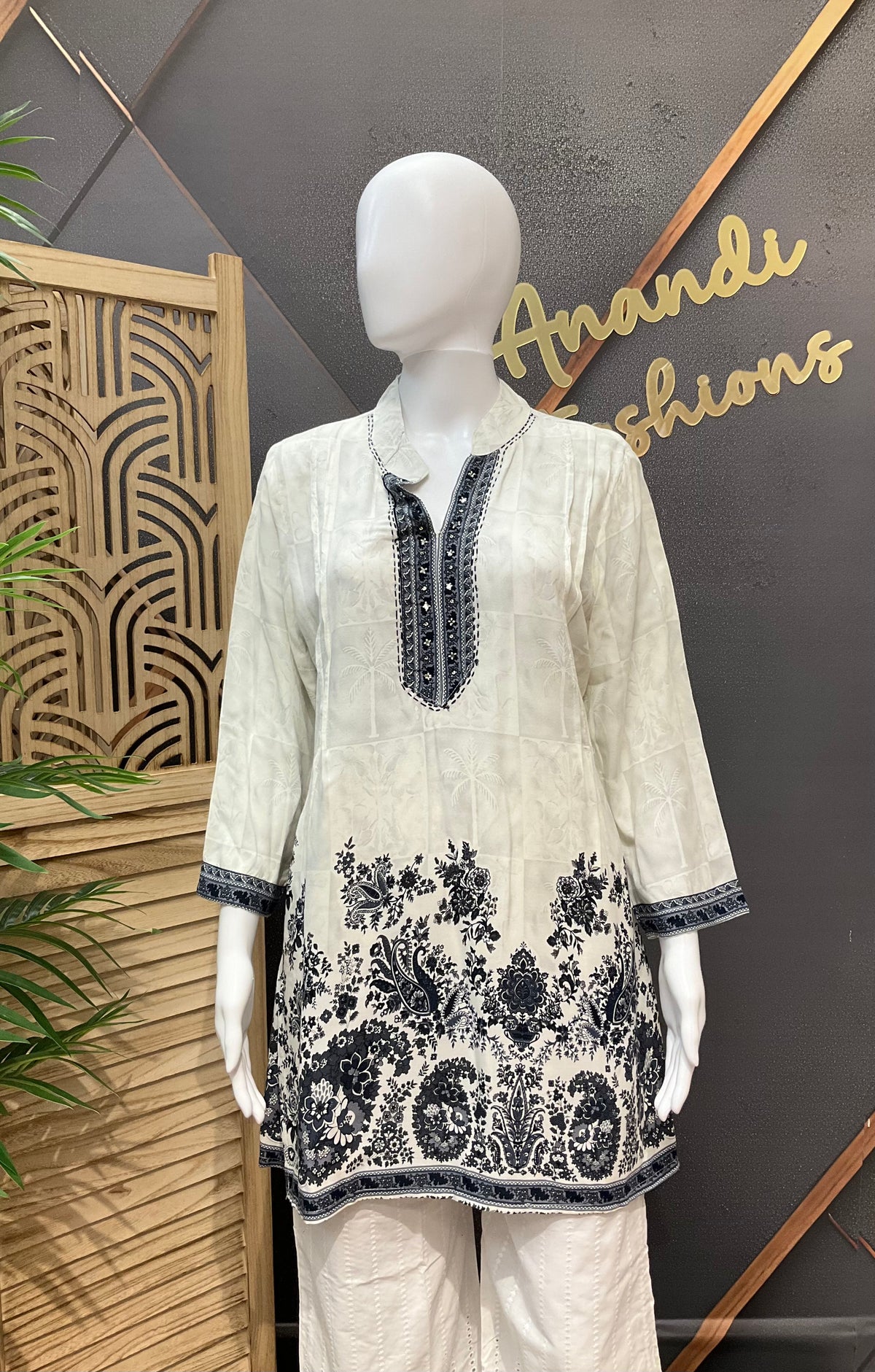 Half White - Rayon Short Kurti
