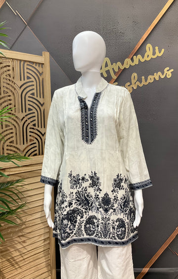 Half White - Rayon Short Kurti