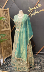 Plus size pastel Green lehanga set