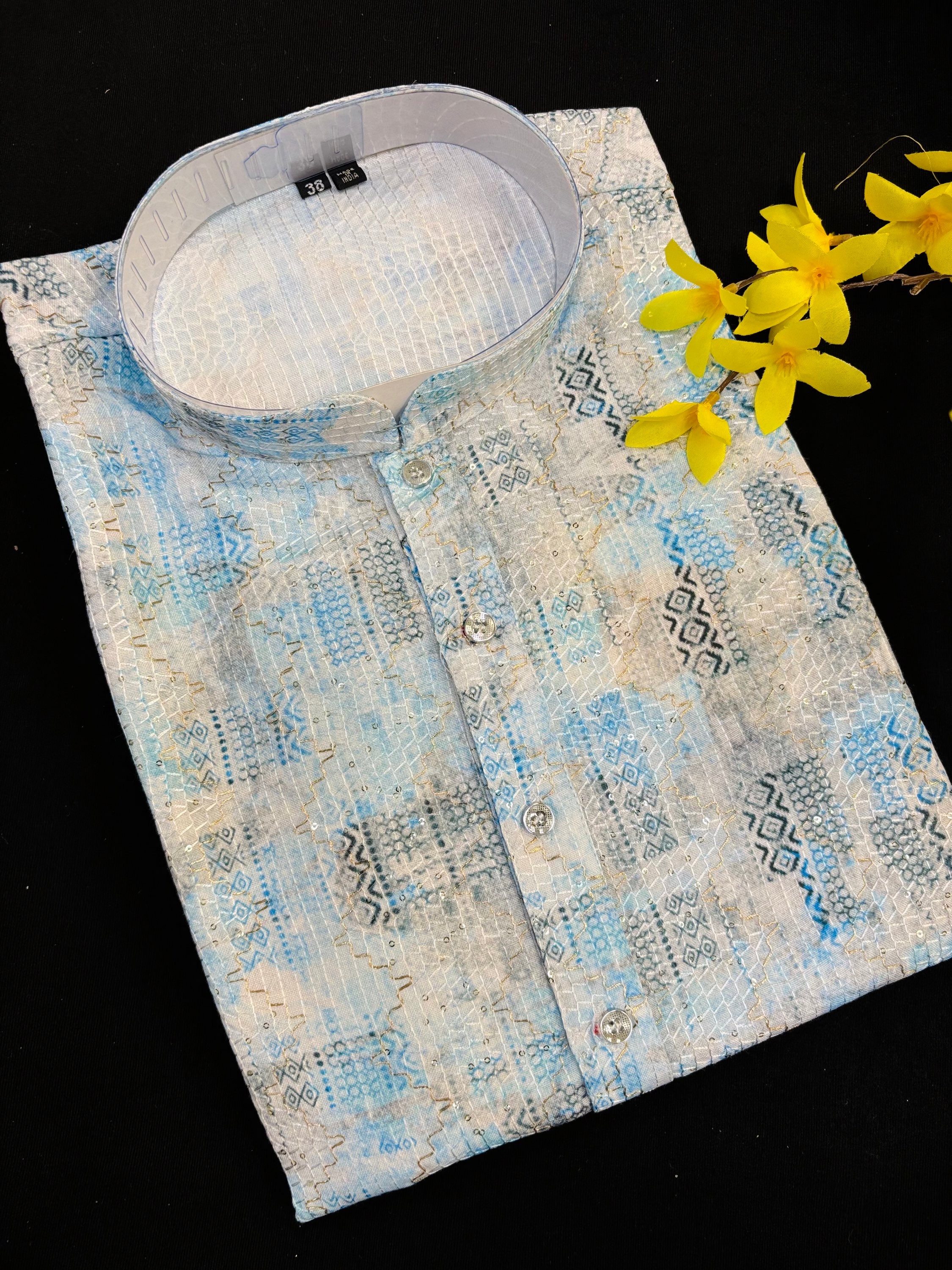 Digital Print Fancy Men’s Wear-Kurta Pajama set image 1