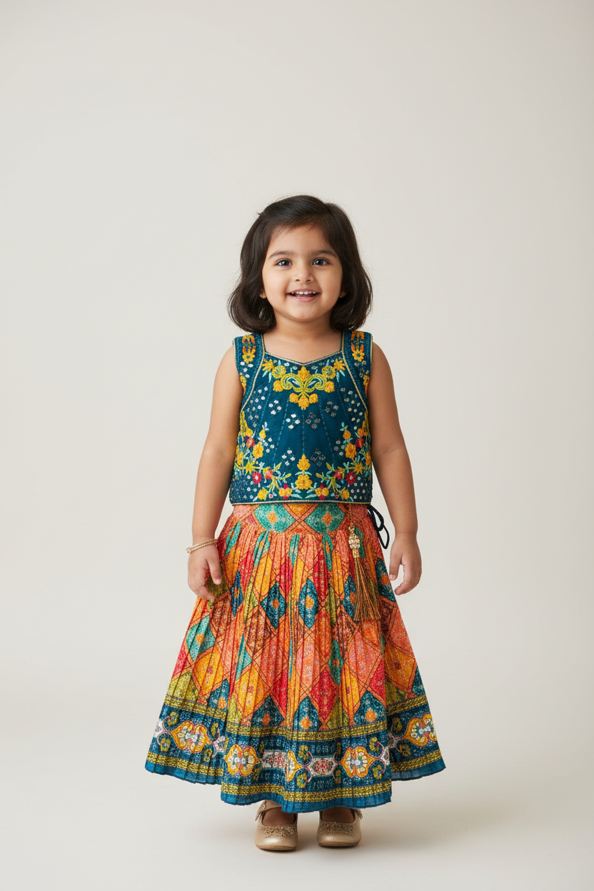 Toddler Girls Short Skirt Set Size 22 - Kids Ethnic Wear