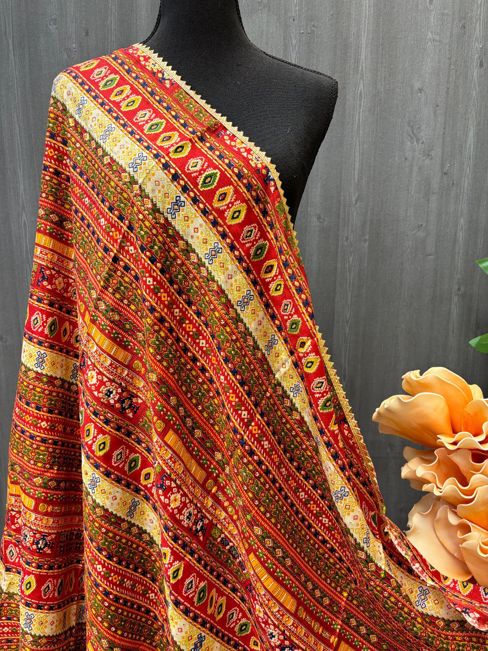 Fancy Chinnon Dupatta with different pattern image 1