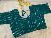 Rama Blue Plus Size Georgette Foil Mirror Blouse