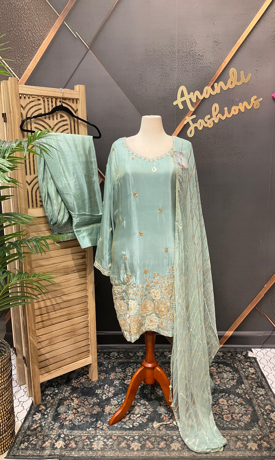 Plus Size Light Blue Party Wear Patiyala set