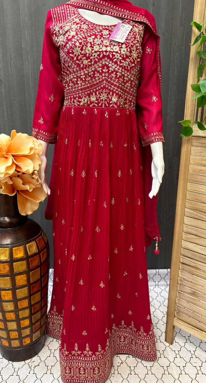 Long Party Wear dress with Embroidery work- Size 38/44 image 0