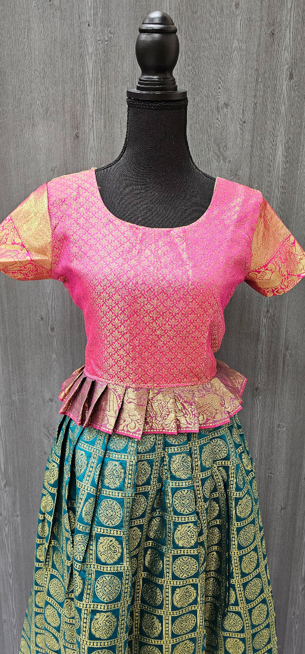 Pattu Pavadai - South Indian Traditional Pattu Langa/Pavadai set- Size 38 image 6