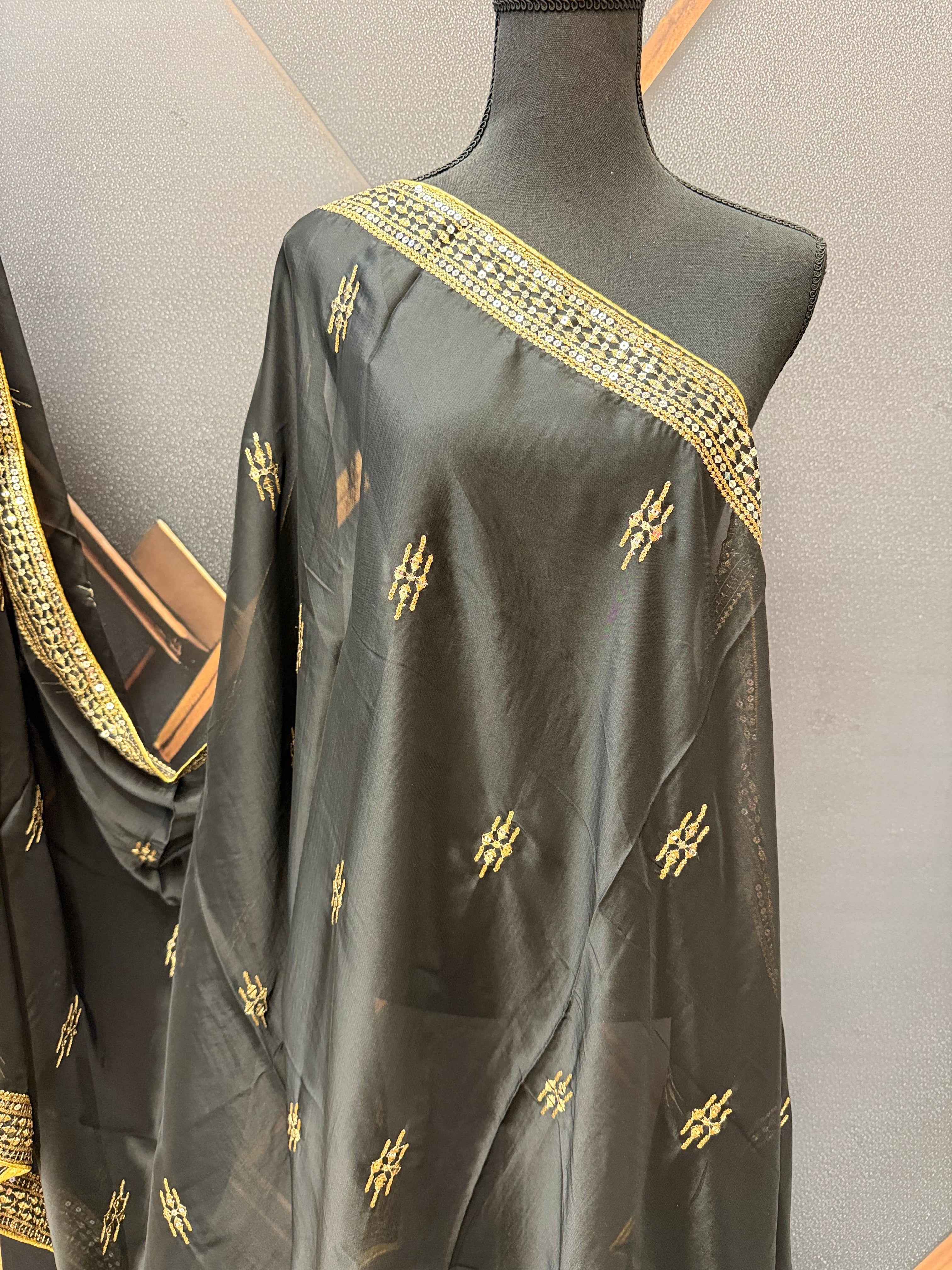 Satin Silk Dupattas with Gold Zari Work