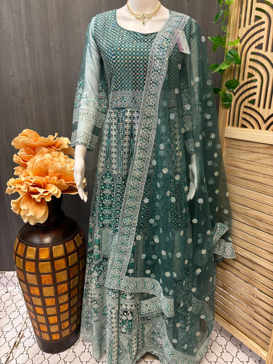 Stylish Full Print Party Dress - Special Occasions Ethnic Wear