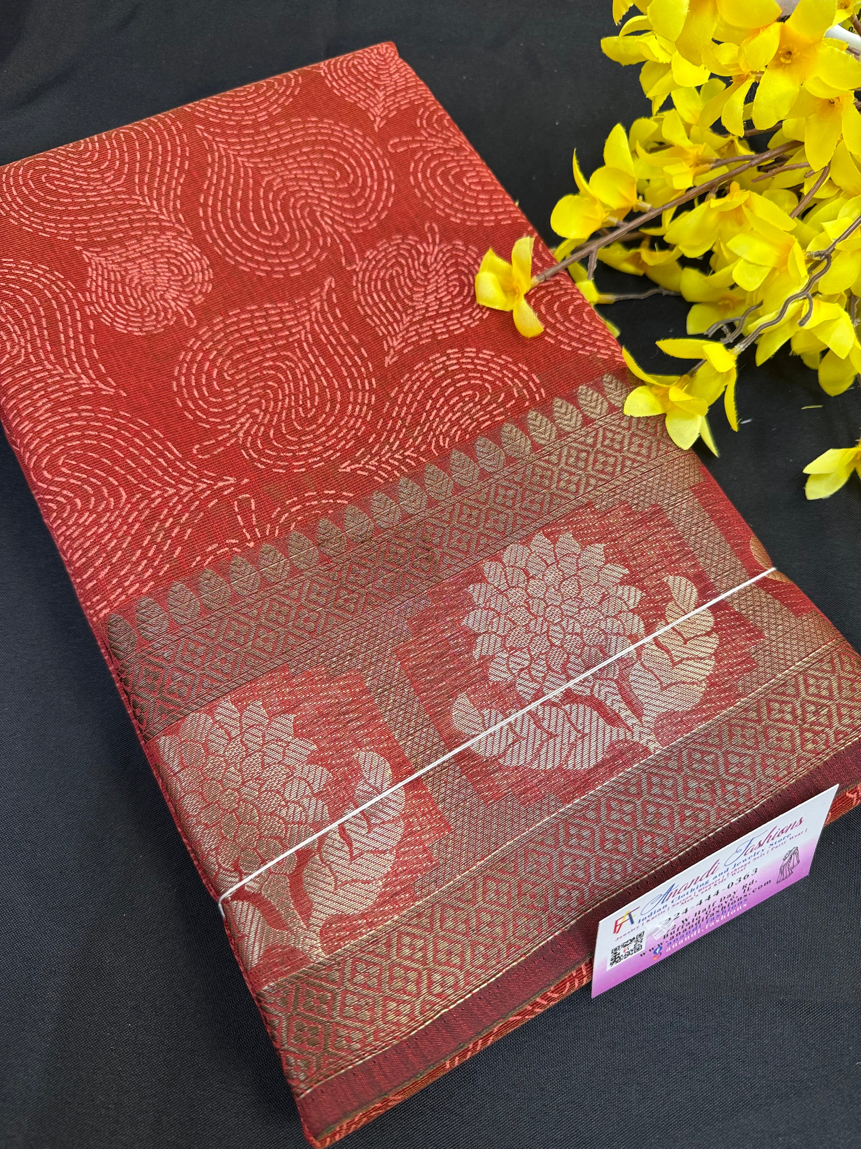 Brown - Fancy Print Saree