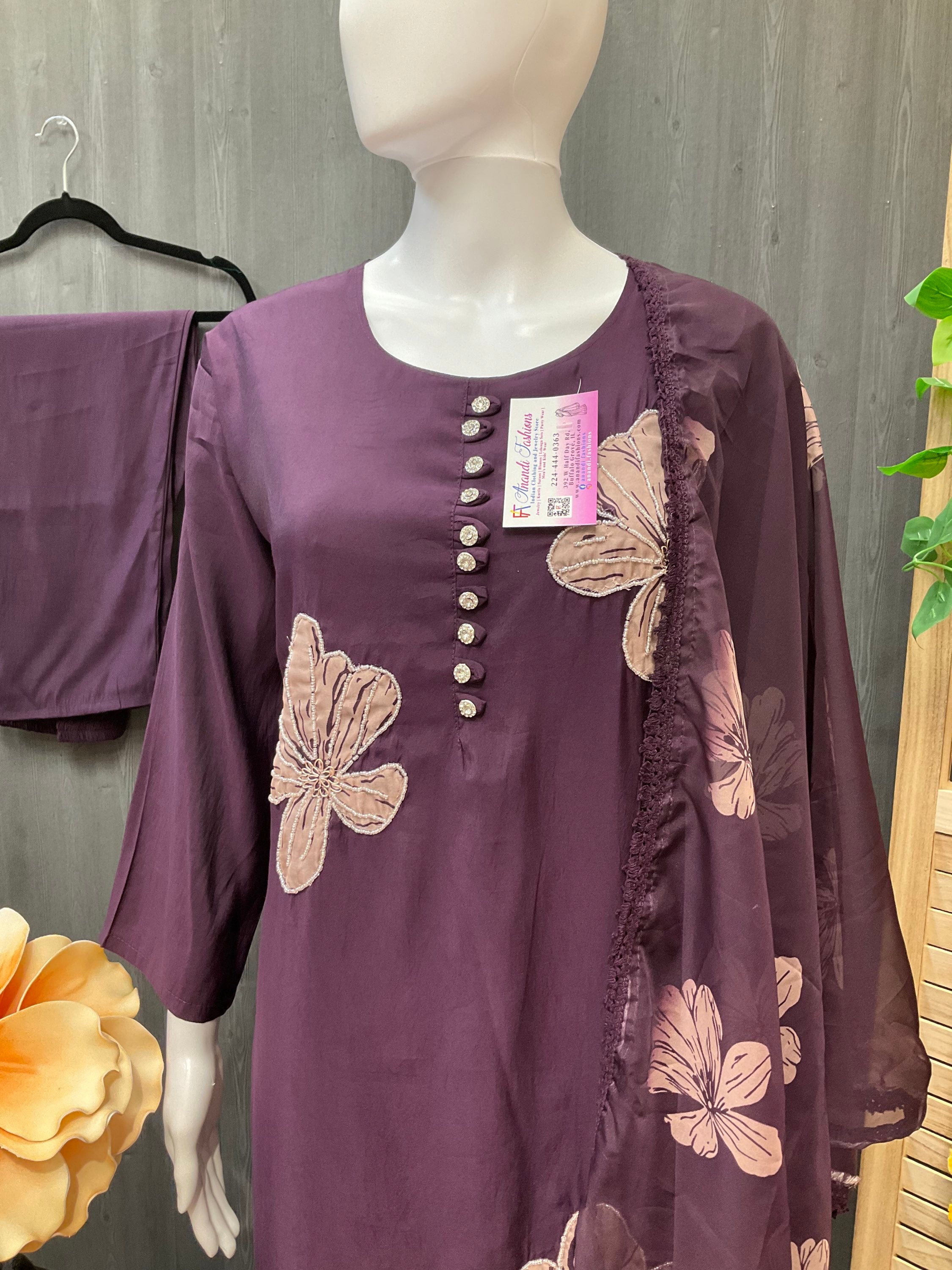 Roman Silk Kurti/Chudidhar set image 2