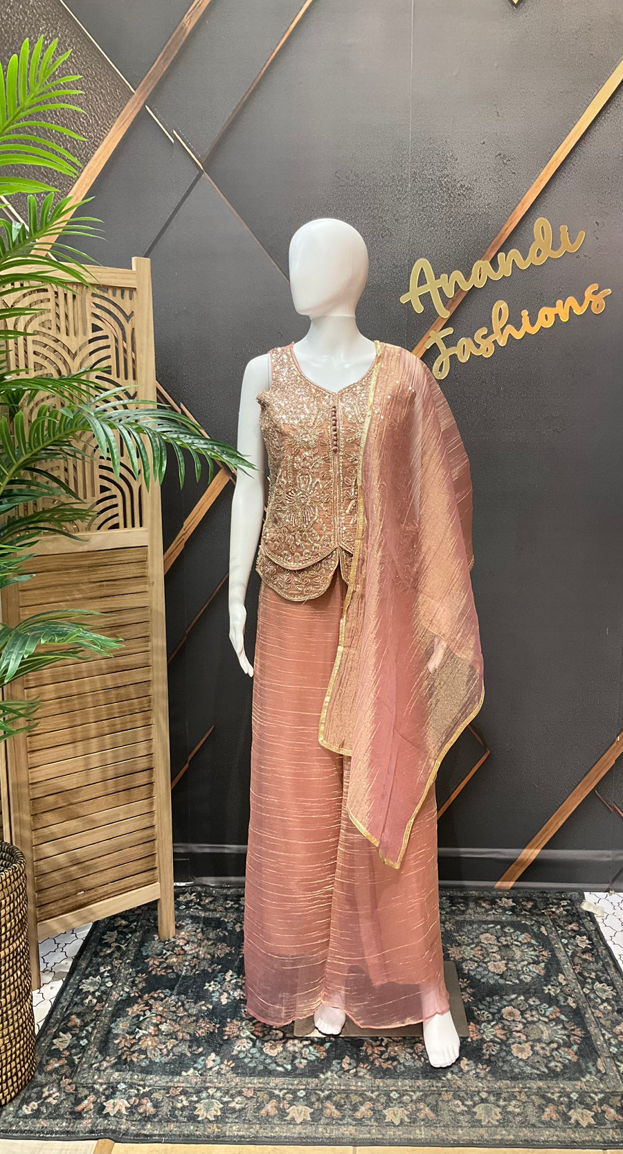 Women’s Pastel Pink Party Wear Palazzo set