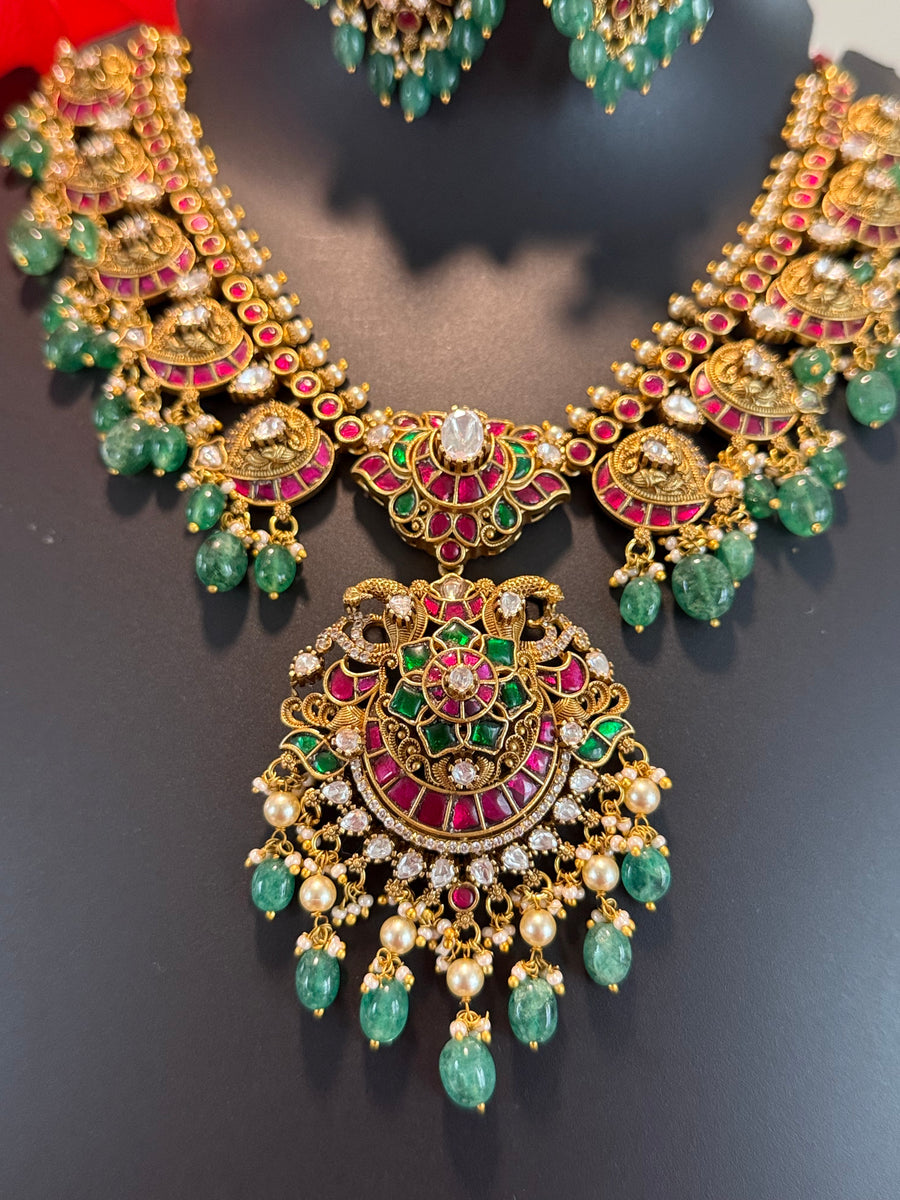 Heavy Jadau Kundan Necklace Set with Pendant