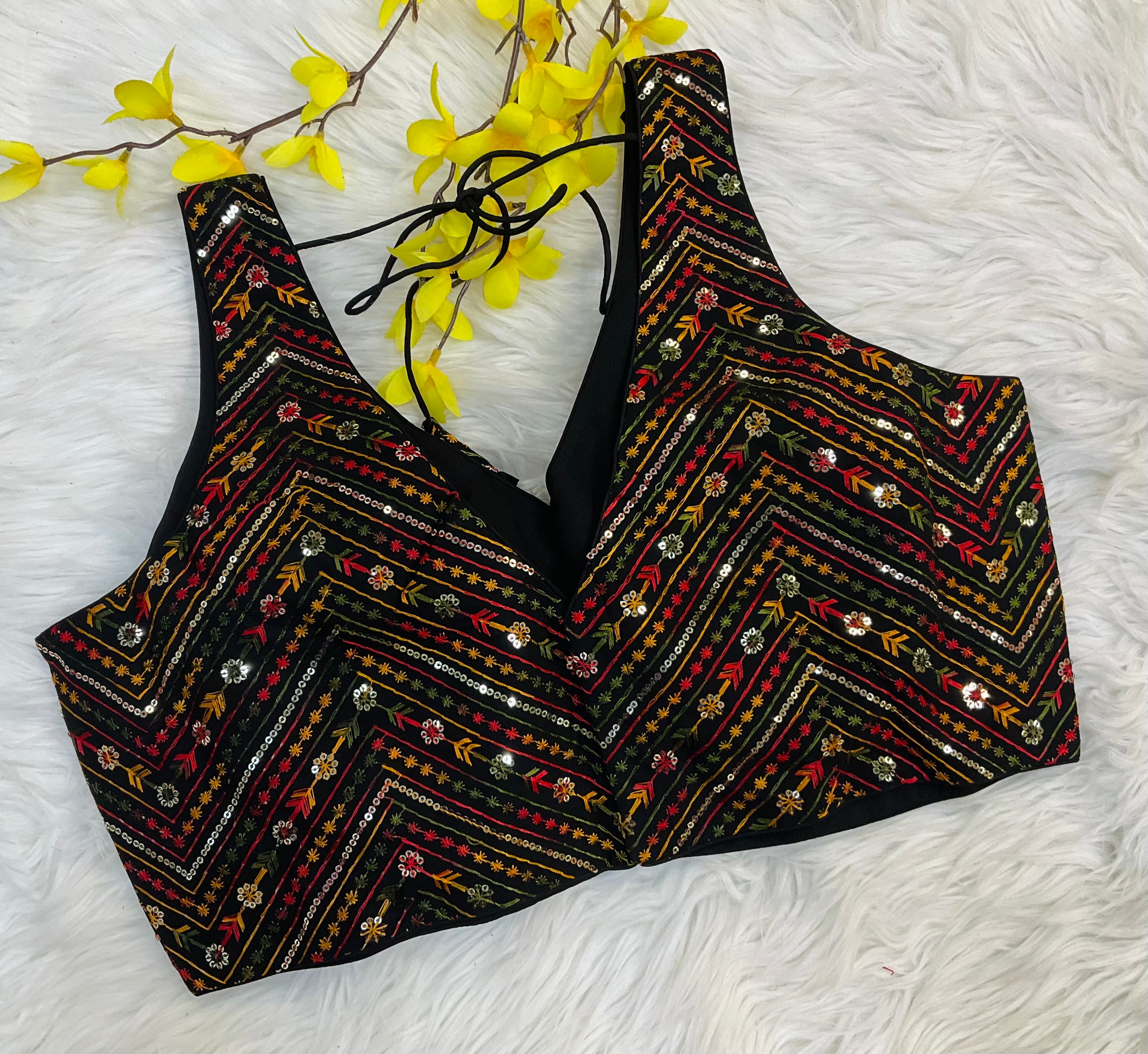 Sleeveless Black Work - Back Opening