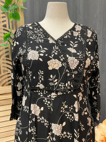 Plus Size Pure Cotton Anarkali Kurti with Print - Long Length