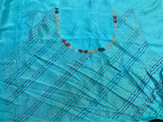 Blue organza saree shaded with Kantha thread work saree