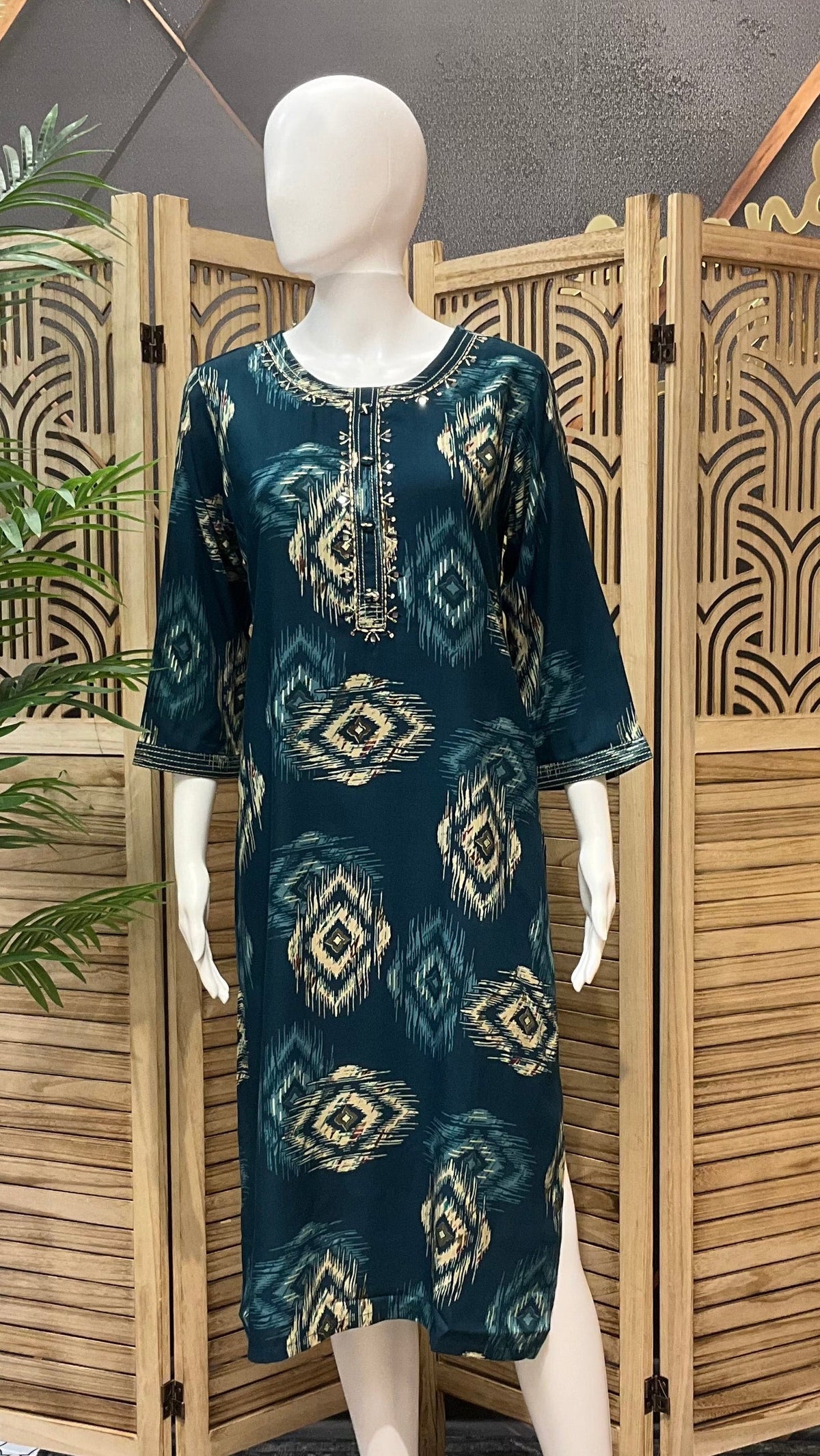 Teal Blue - Rayon Kurti