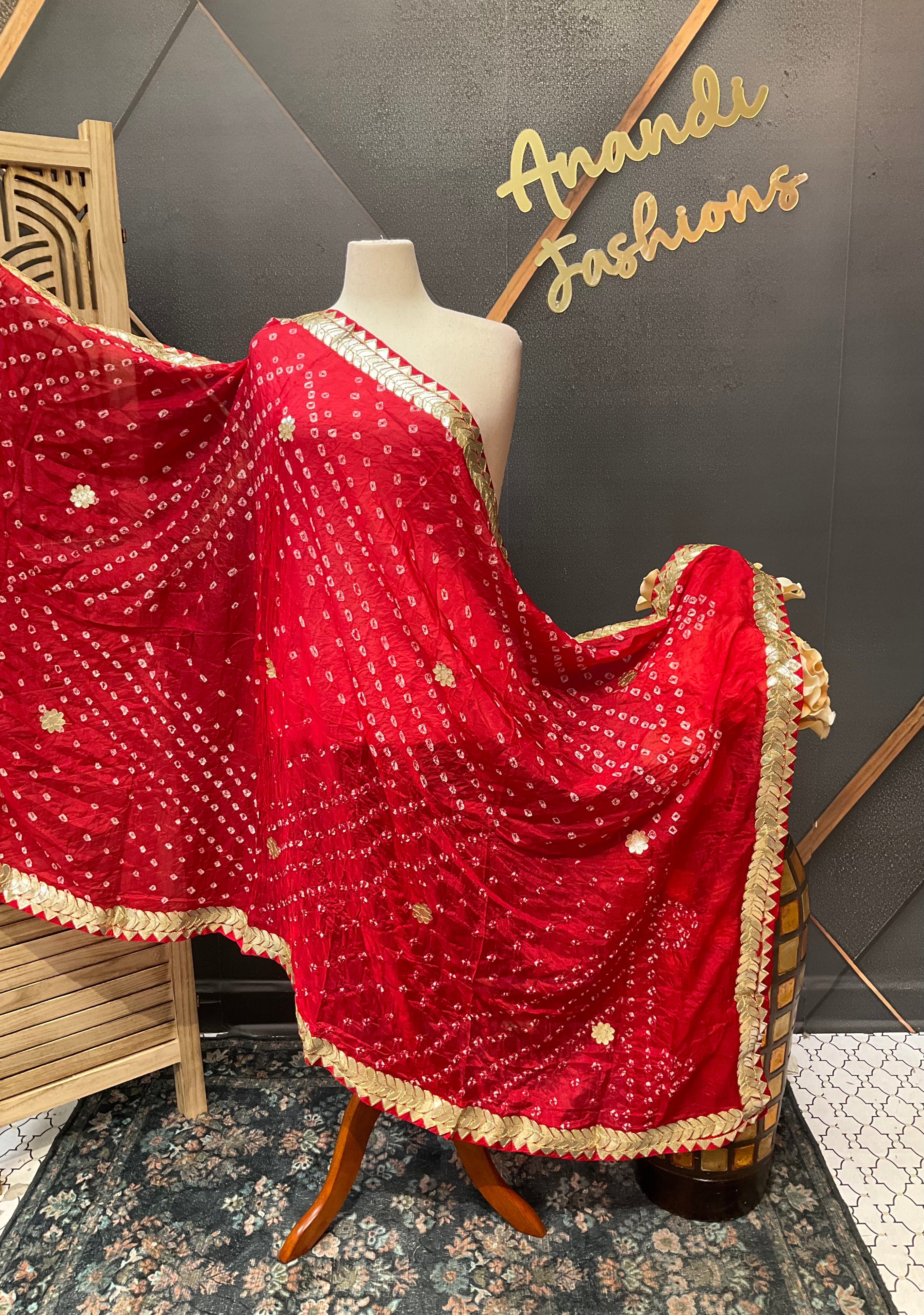 Women's Red Bandhani Dupatta - Women - Dupatta - Anandi Fashions
