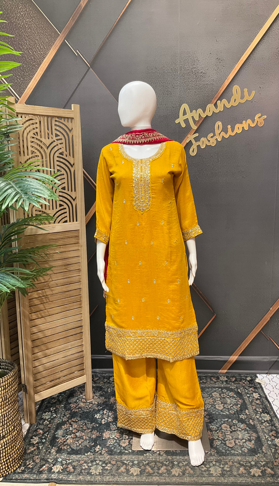 Yellow Party Wear Palazzo set