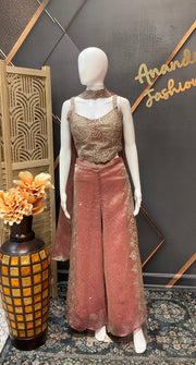 Pink Indo Western Party Wear Palazzo set