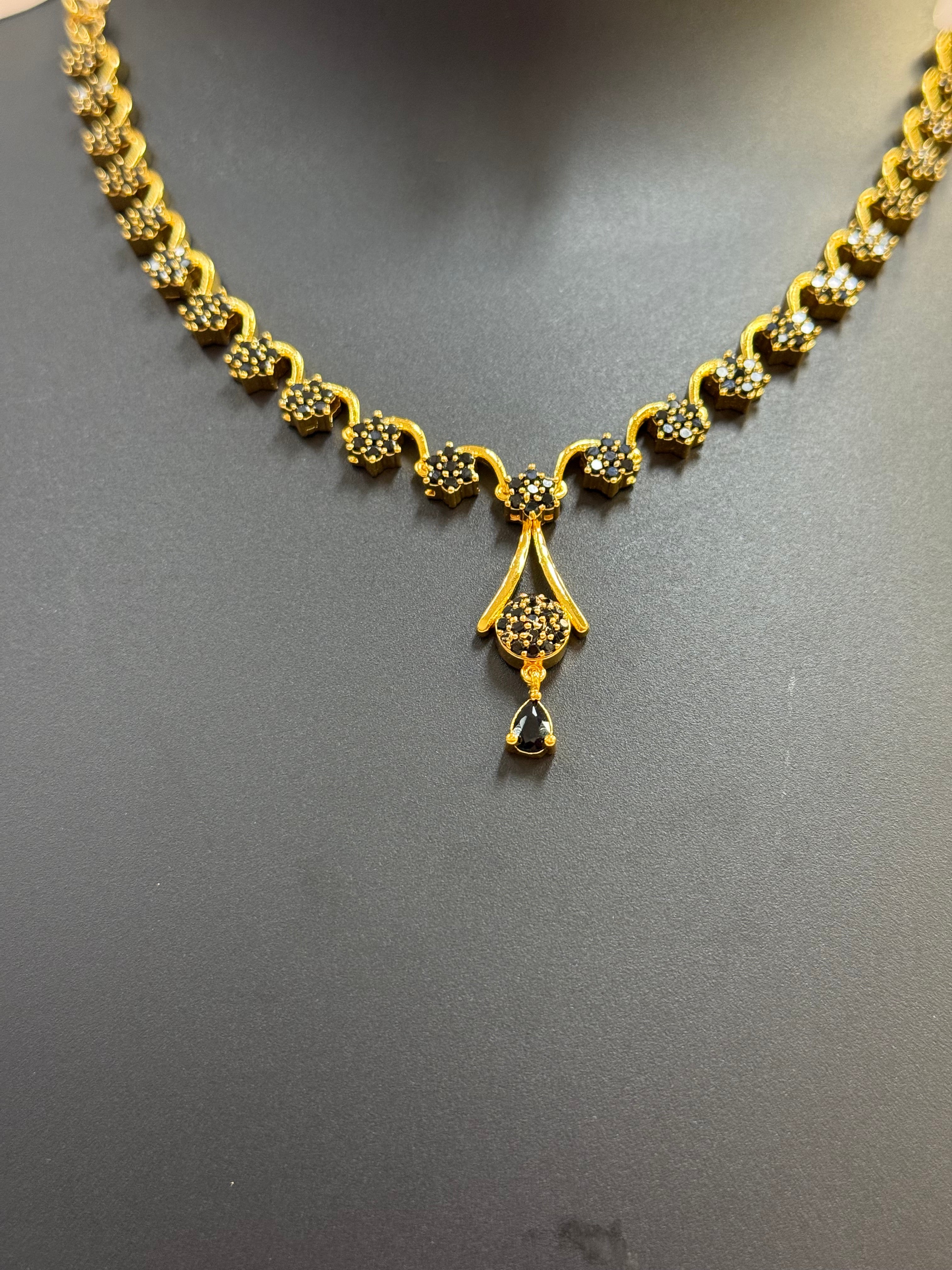 Black Stone CZ Necklace set