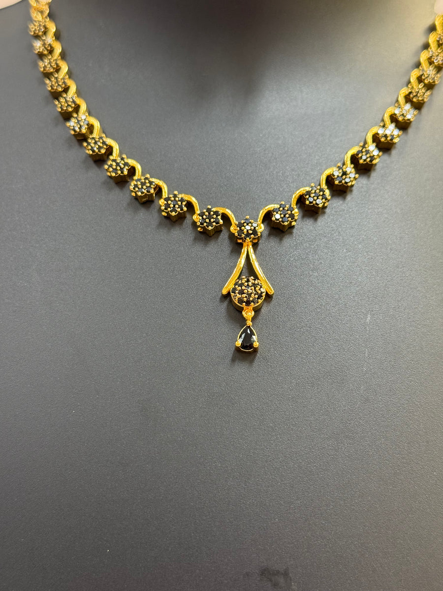 Black Stone CZ Necklace set