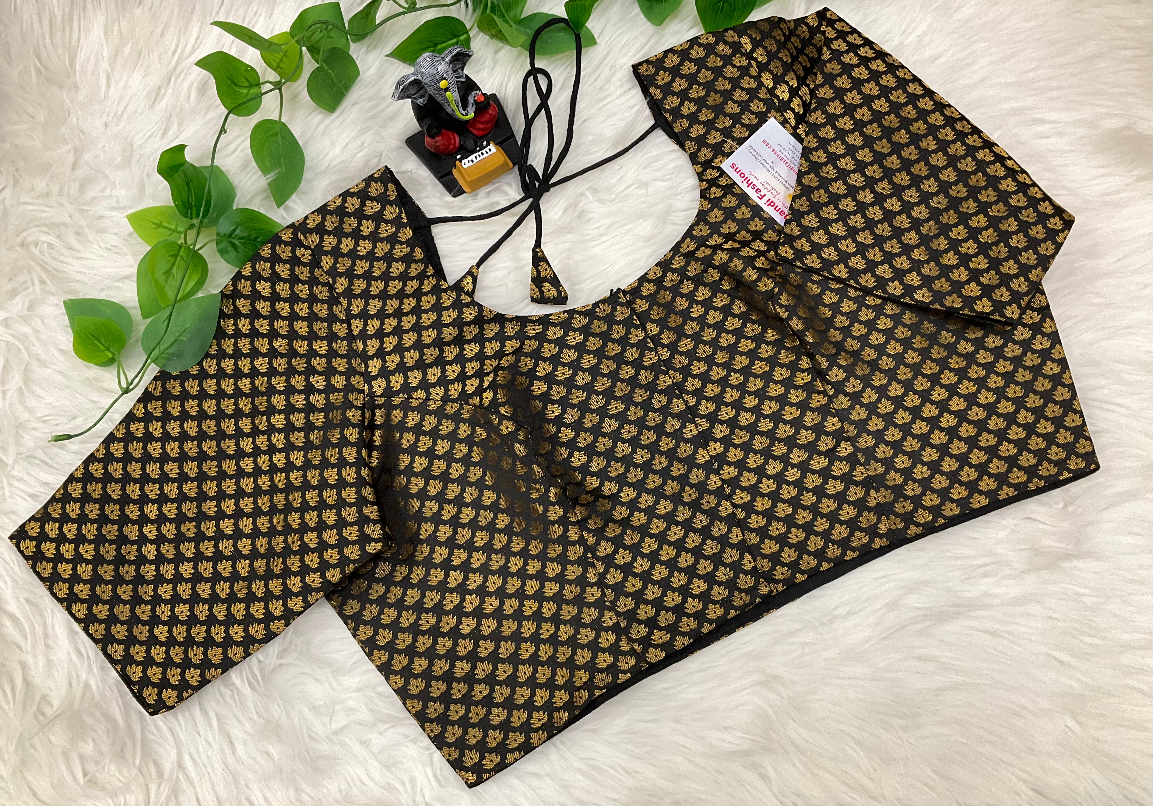 Front opening Black brocade blouse image 0