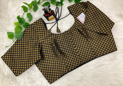 Front opening Black brocade blouse